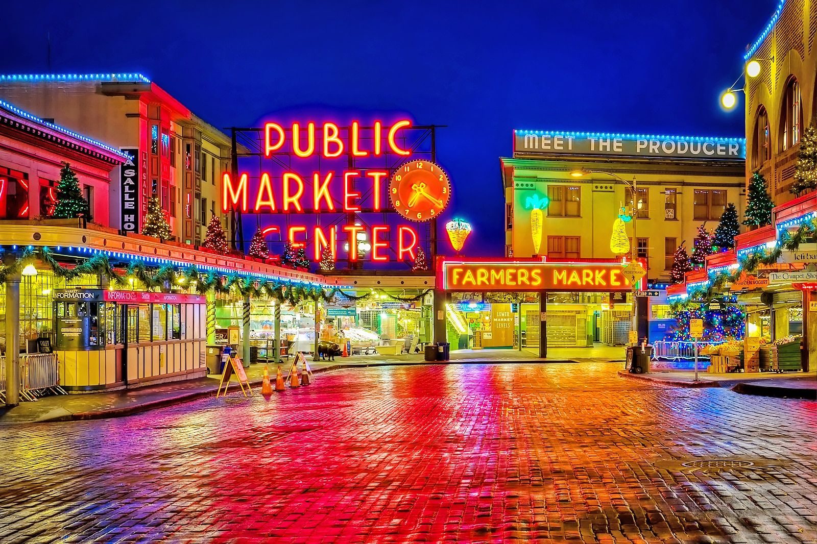 Pike Place Market in Seattle busy with foot traffic, representing the retail and hospitality venues protected by Diligence Security.